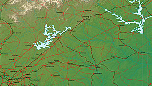 Georgia relief with various overlaid layers